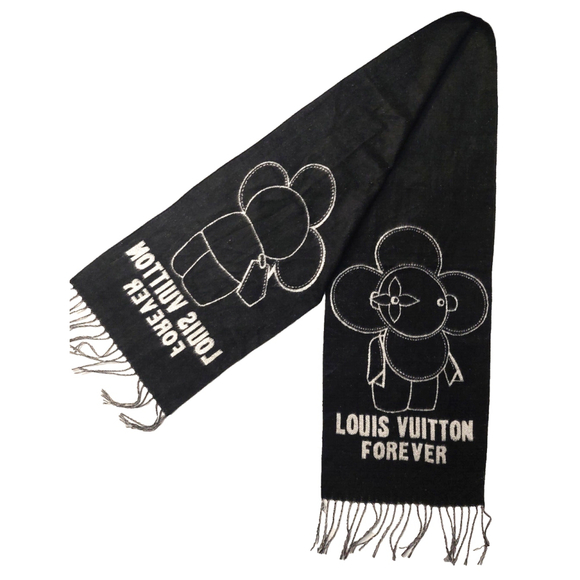 Louis Vuitton LV Forever Reversible Gray Black Cashmere Scarf Pre-Owned - Picture 8 of 16